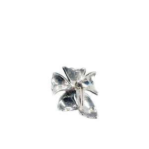 Ribbon Blue Akoya Saltwater Cultured Pearl Leaf Screwback Earrings- Sterling Silver
