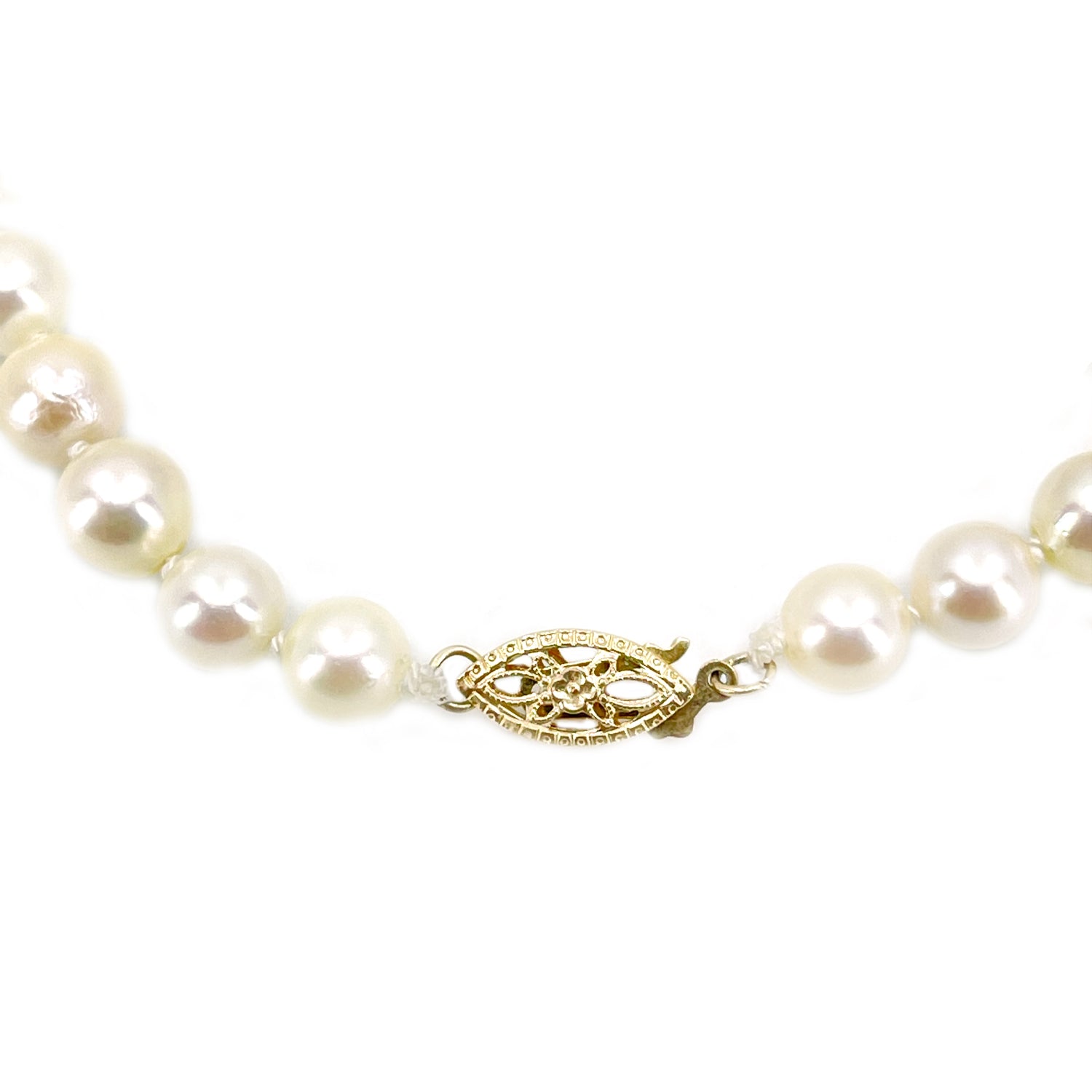 Vintage Blue & White Japanese Saltwater Akoya Cultured Pearl Bracelet- 14K Yellow Gold