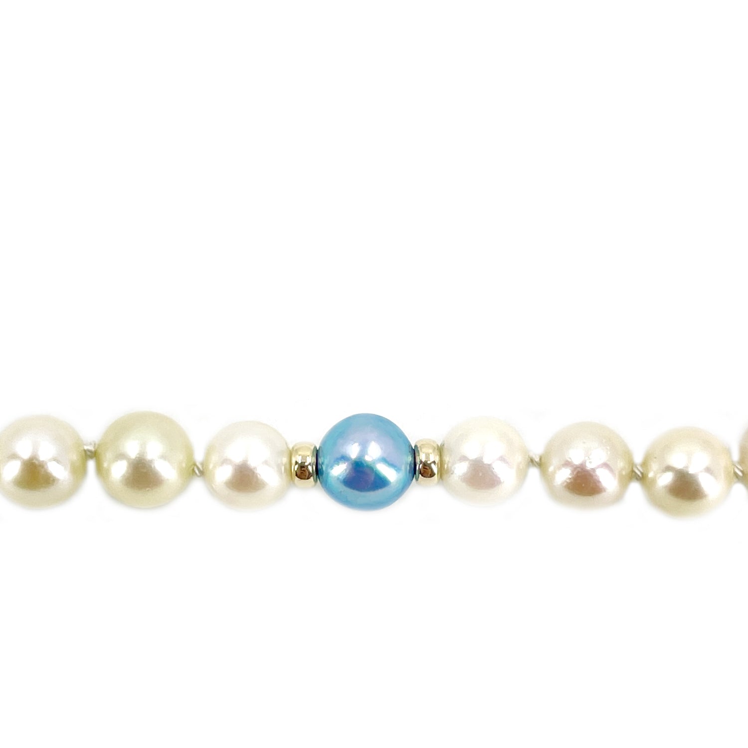 Vintage Blue & White Japanese Saltwater Akoya Cultured Pearl Bracelet- 14K Yellow Gold