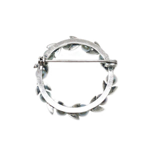 Wreath Circle Japanese Blue Akoya Pearl Brooch- Sterling Silver