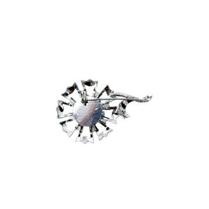 Nouveau Flower Blue Japanese Saltwater Akoya Cultured Pearl Vintage Brooch- Sterling Silver