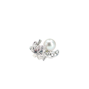 Vintage Grape Leaf Blue Japanese Saltwater Blue Akoya Cultured Pearl Vintage Ring- Sterling Silver Sz 5