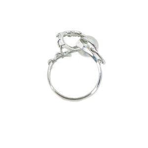 Vintage Grape Leaf Blue Japanese Saltwater Blue Akoya Cultured Pearl Vintage Ring- Sterling Silver Sz 5