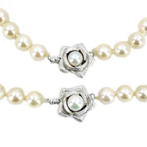 Bluebird Rose Vintage Japanese Saltwater Cultured Akoya Pearl Vintage Mid Century Choker Necklace Bracelet Set - 15 & 6.75 Inch