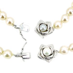 Bluebird Rose Vintage Japanese Saltwater Cultured Akoya Pearl Vintage Mid Century Choker Necklace Bracelet Set - 15 & 6.75 Inch