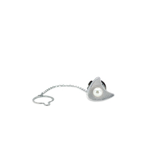 Boomerang Mid-Century Japanese Saltwater Akoya Cultured Pearl Vintage Tie Tac- Sterling Silver