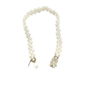 Braided Japanese Engraved Saltwater Akoya Cultured Pearl Bracelet- Sterling Silver