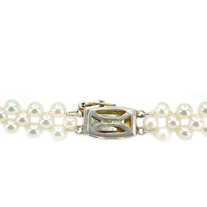 Braided Japanese Engraved Saltwater Akoya Cultured Pearl Bracelet- Sterling Silver