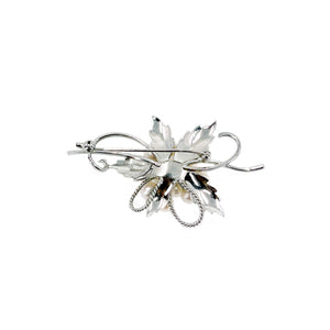 Vintage Botanical Braided Leaf Japanese Saltwater Akoya Cultured Pearl Brooch- Sterling Silver