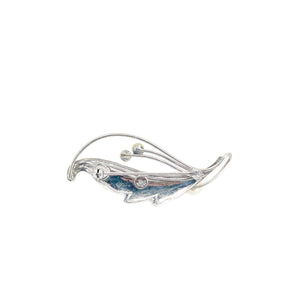 Curtis Creations Designer Vintage Japanese Saltwater Cultured Akoya Pearl Leaf Brooch- Sterling Silver