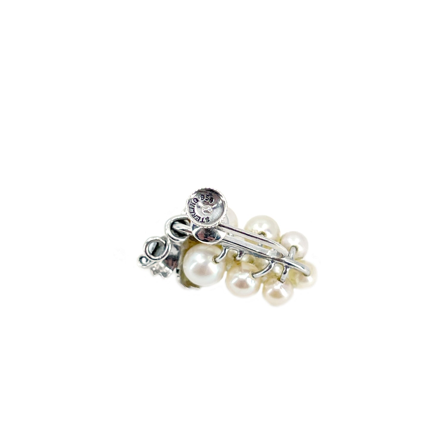 Caribe Vintage Grape Akoya Saltwater Cultured Pearl Screwback Engraved Cluster Earrings- Sterling Silver