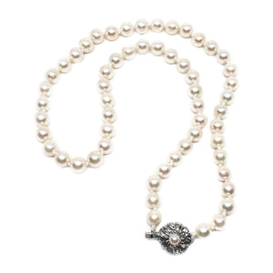 Sakura Cherry Blossom Japanese Saltwater Cultured Akoya Pearl Necklace - Sterling Silver