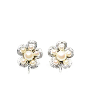 Cherry Blossom Akoya Saltwater Cultured Pearl Screwback Earrings- Sterling Silver