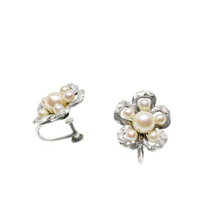 Cherry Blossom Akoya Saltwater Cultured Pearl Screwback Earrings- Sterling Silver