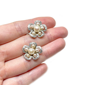 Cherry Blossom Akoya Saltwater Cultured Pearl Screwback Earrings- Sterling Silver