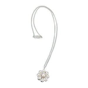 Sakura Cherry Blossom Vintage Japanese Cultured Akoya Pearl Pendant Necklace- Sterling Silver 17.50 Inch