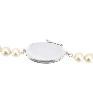Mid-Century Chrysoprase Japanese Saltwater Cultured Akoya Pearl Vintage Choker Necklace - Sterling Silver 16.25 Inch