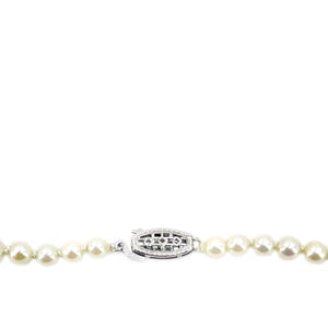 Modernist Japanese Saltwater Cultured Akoya Graduated Pearl Strand - 10K White Gold 19 Inch