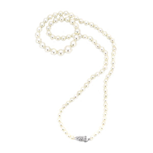 Modernist Japanese Saltwater Cultured Akoya Graduated Pearl Strand - 10K White Gold 19 Inch