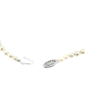 Modernist Japanese Saltwater Cultured Akoya Graduated Pearl Strand - 10K White Gold 19 Inch