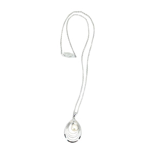 Vintage Mid Century Milgrain Japanese Cultured Akoya Pearl Pendant- Sterling Silver 16.50 Inch
