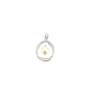 Modernist Cream Japanese Saltwater Cultured Akoya Retro Pendant- Sterling Silver
