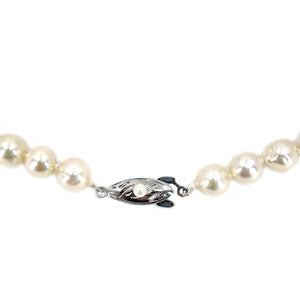 Baroque Choker Engraved Japanese Cultured Saltwater Akoya Pearl Vintage Necklace- Sterling Silver 14.25 Inch