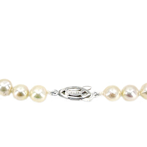 Baroque Choker Engraved Japanese Cultured Saltwater Akoya Pearl Vintage Necklace- Sterling Silver 14.25 Inch