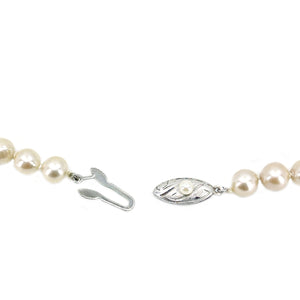 Modernist Baroque Vintage Japanese Saltwater Cultured Akoya Pearl Necklace - Sterling Silver 18 Inch