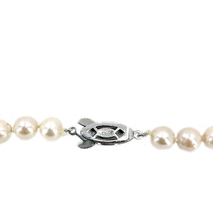 Modernist Baroque Vintage Japanese Saltwater Cultured Akoya Pearl Necklace - Sterling Silver 18 Inch