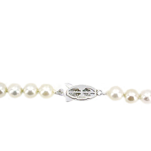 Retro Japanese Saltwater Cultured Akoya Pearl Graduated Necklace - Sterling Silver 25 Inch
