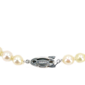 Japanese Engraved Saltwater Akoya Cultured Pearl Bracelet- Sterling Silver