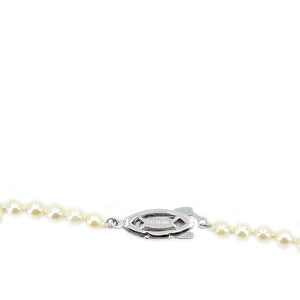 Engraved Deco Milgrain Japanese Saltwater Cultured Akoya Pearl Graduated Necklace - Sterling Silver 19.25 Inch