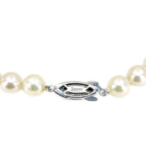 Engraved Japanese Vintage Saltwater Akoya Cultured Pearl Bracelet- Sterling Silver