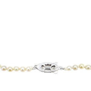 Art Deco Japanese Saltwater Cultured Akoya Pearl Graduated Necklace - Sterling Silver 16.50 Inch