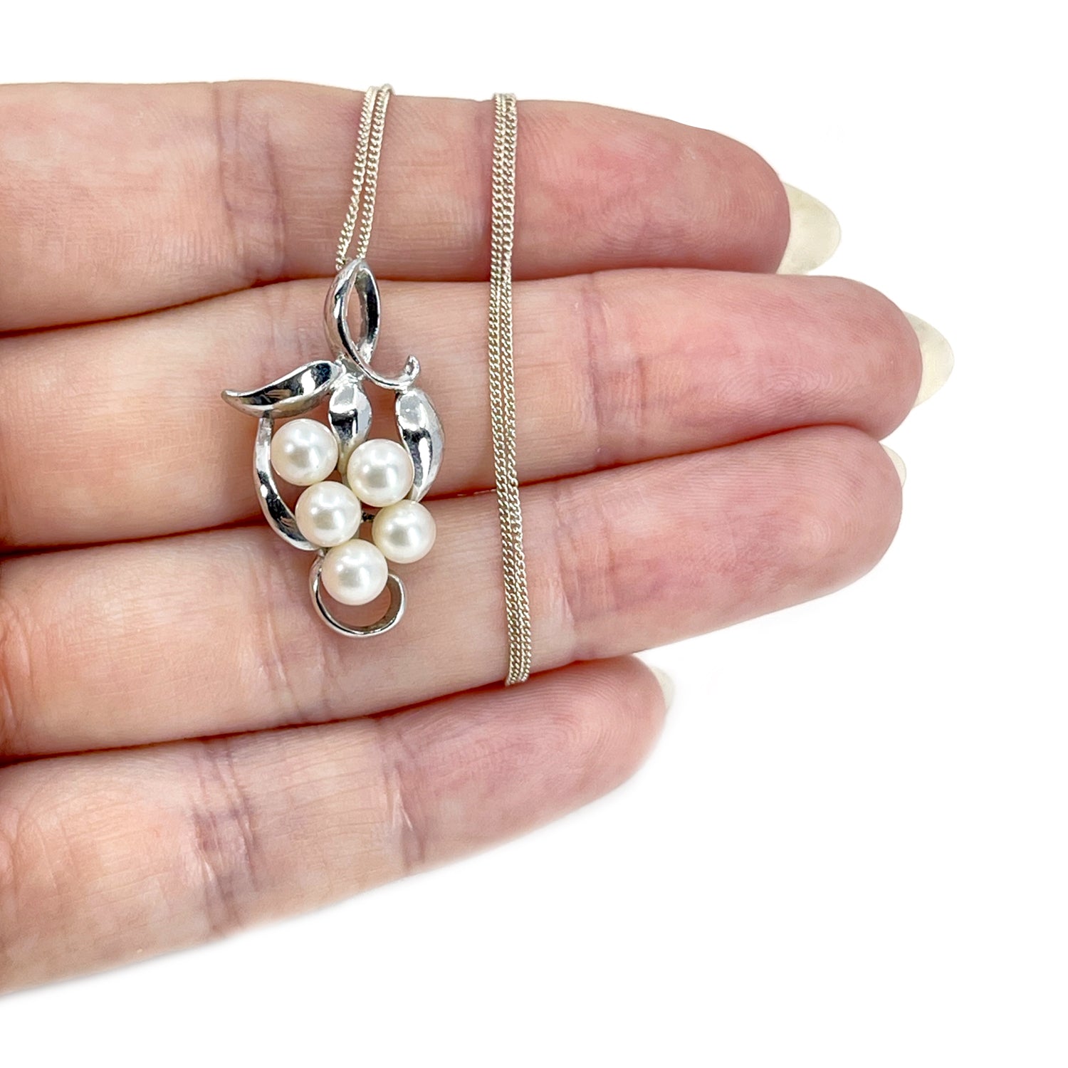 Cluster Vintage Japanese Cultured Akoya Pearl Modernist Pendant