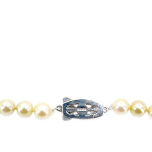Cream Retro Japanese Saltwater Cultured Akoya Pearl Necklace - Sterling Silver 18 Inch