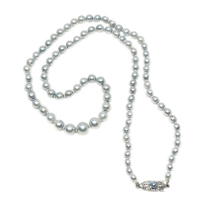 Gray Japanese Cultured Akoya Pearl Graduated Necklace - Sterling Silver 20 Inch