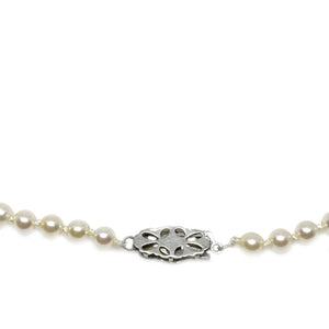 Art Nouveau Japanese Saltwater Cultured Akoya Pearl Necklace - 14K White Gold Diamond 18.50 Inch