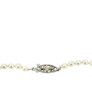 Art Nouveau Japanese Saltwater Cultured Akoya Pearl Necklace - 14K White Gold 20.25 Inch