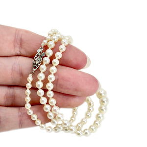 Art Nouveau Japanese Saltwater Cultured Akoya Pearl Necklace - 14K White Gold 20.25 Inch
