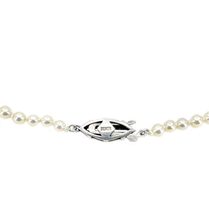 Vintage Art Deco Japanese Saltwater Cultured Akoya Pearl Graduated Necklace - Sterling Silver 18 Inch