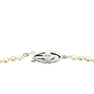 Industrial Art Deco Japanese Saltwater Cultured Akoya Pearl Graduated Vintage Necklace - Sterling Silver 21 Inch