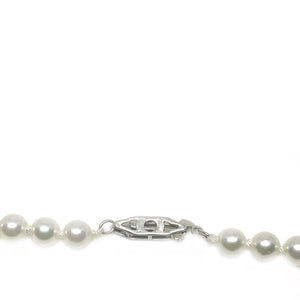 Rough Diamond Graduated Japanese Cultured Akoya Pearl Strand - 14K White Gold 18.50 Inch