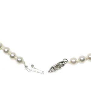 Rough Diamond Graduated Japanese Cultured Akoya Pearl Strand - 14K White Gold 18.50 Inch