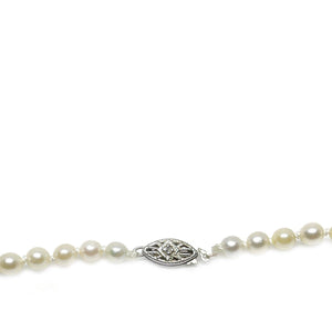 Diamond Graduated Japanese Saltwater Cultured Akoya Pearl Strand - 10K White Gold 18.50 Inch