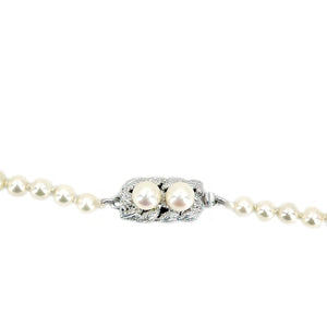 Modernist Japanese Saltwater Cultured Akoya Pearl Vintage Graduated Necklace - Sterling Silver 19.50 Inch