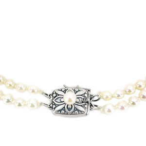 Mikimoto Graduated Japanese Cultured Akoya Pearl Double Strand - Sterling Silver 19.50-20 Inch
