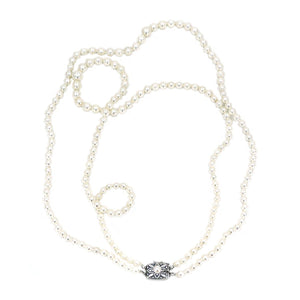 Mikimoto Graduated Japanese Cultured Akoya Pearl Double Strand - Sterling Silver 19.50-20 Inch