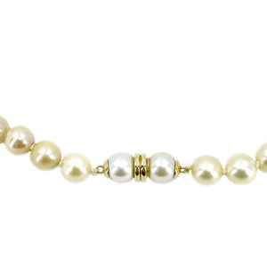 Modernist Vintage Japanese Saltwater Cultured Akoya Pearl Strand - 14K Yellow Gold 26.25 Inch